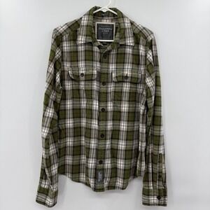Abercrombie & Fitch Y2K Muscle Green Plaid Flannel Long Sleeve Shirt Men's Large